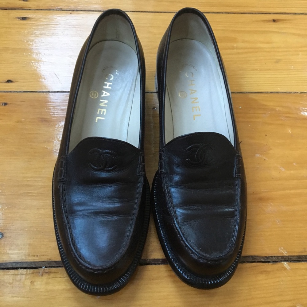 Dark brown vintage Chanel loafers
